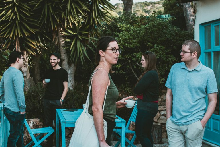 a group of people being social